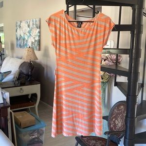 Rue 21 Size S. Orange and Tan Shirt dress with belt hoops.